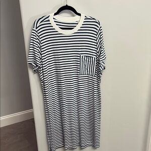 Universal Standard Garcon Tee Dress in Glassy Blue Stripe